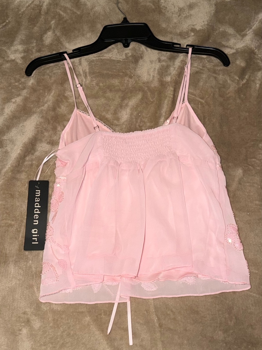 Madden Girl Light Pink Sequin Floral Sleep Cami - Picture 2 of 3